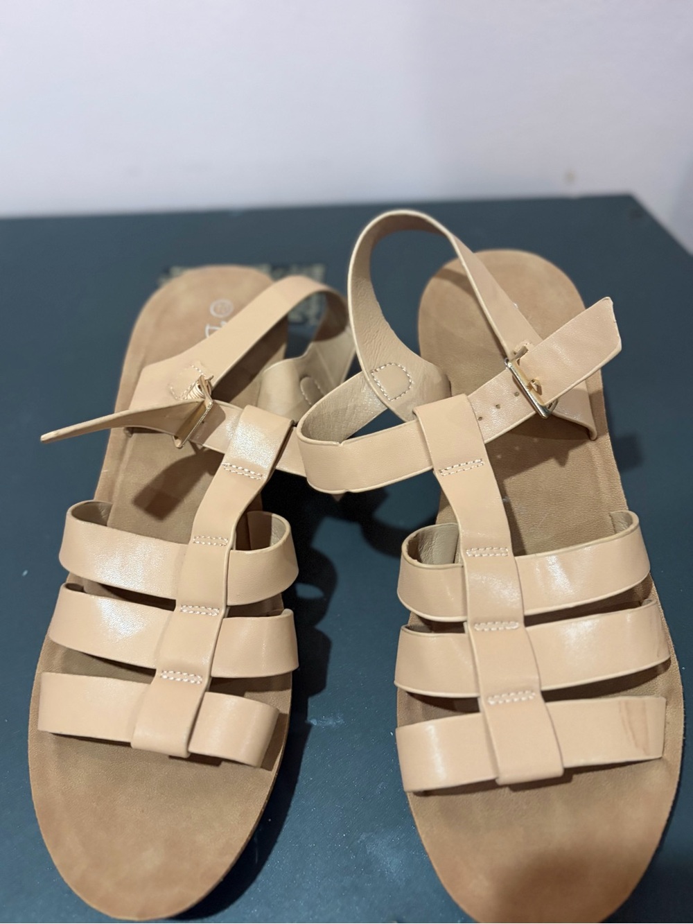 Women's Tan Strappy Leather Sandals